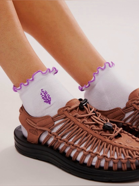 FP Movement by Free People Accessories - FP Movement by Free People ~ Super Surge Ruffled Socks ~ Purple Ruffle Rim ~ NWT